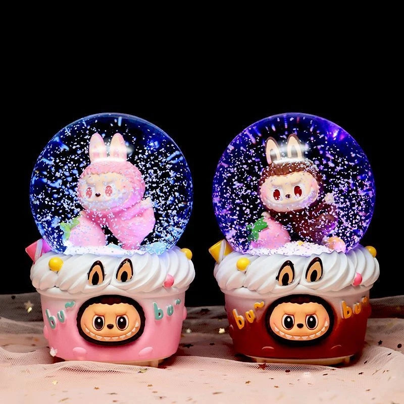 Bubu, Santa Claus and Snowman --- Snow-Floating Music Box Night Light, Christmas Gift