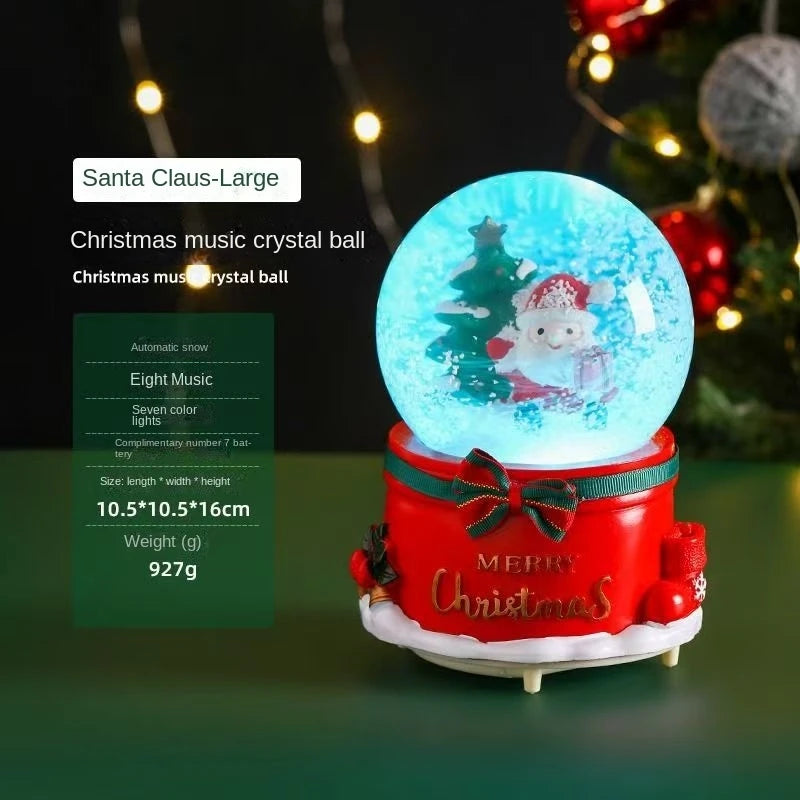 Bubu, Santa Claus and Snowman --- Snow-Floating Music Box Night Light, Christmas Gift