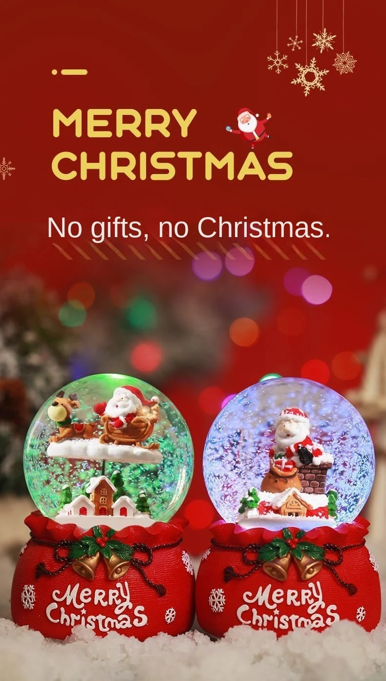 Bubu, Santa Claus and Snowman --- Snow-Floating Music Box Night Light, Christmas Gift
