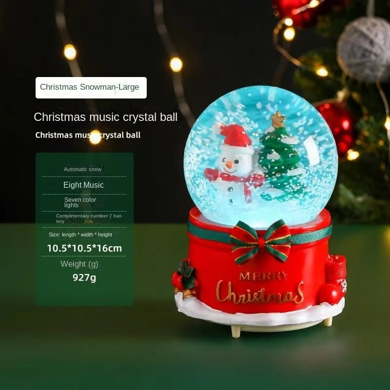 Bubu，  Santa Claus and Snowman --- Snow-Floating Music Box Night Light,  Christmas Gift