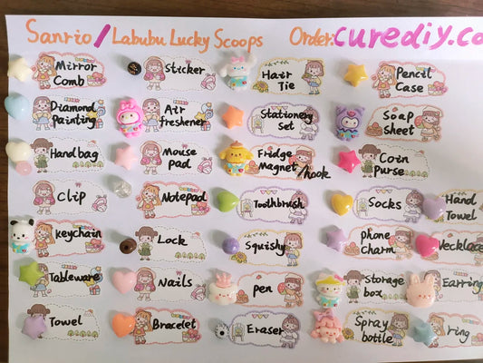 UPgrade Sanrio and labubu cute items lucky scoops, (20 items gurateed for 1 scoop,all high vale)
