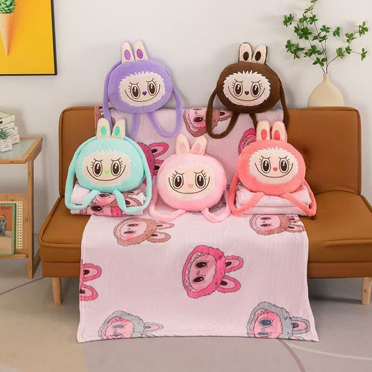Portable Pillow Quilt 2-in-1 Blanket - Sanrio Blanket - Labubu Blanket - Stitch Blanket