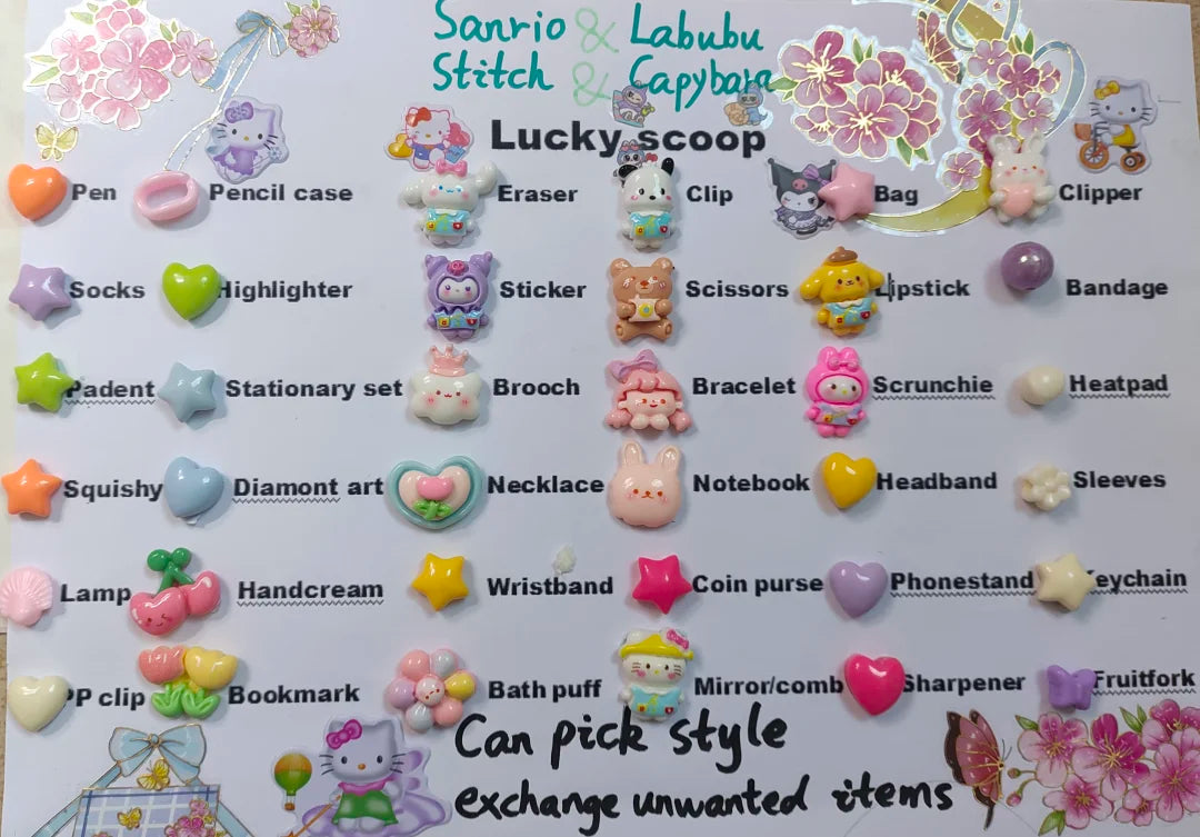Lucky scoops-Sanrio-Labubu-stitch-capybara