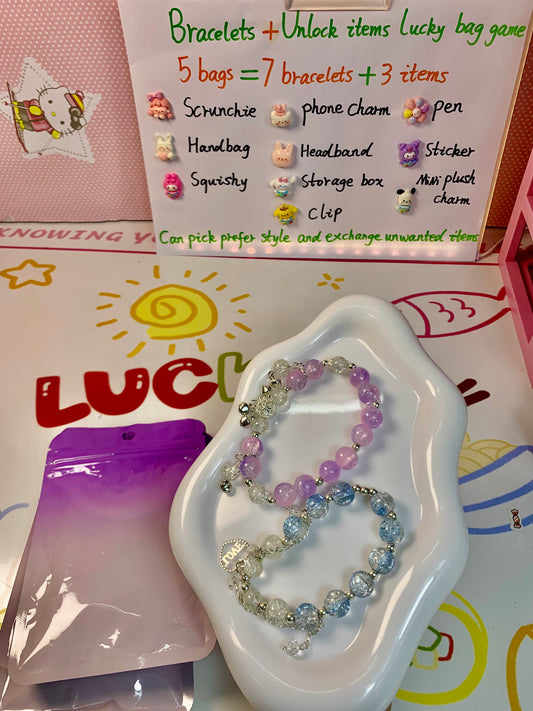 (5 Bags at least get 10 )Lucky Bracelets Bag+Unlock beautiful and cute items